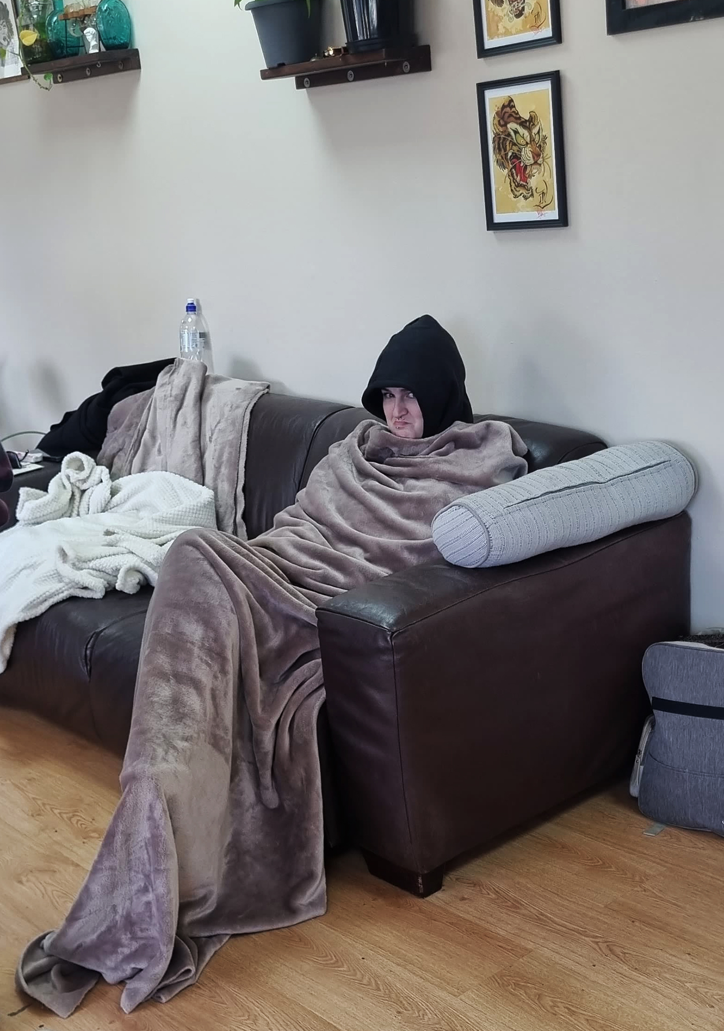 Kyle tattooing shoulder - Aerial photo